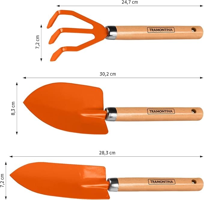 Tramontina Conjunto Para Jardinagem Metálico Com Cabo De Madeira 3 Peças - Imagem 4