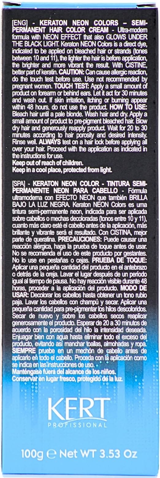 Keraton Coloração Semi-Permanente Em Creme Para Cabelos Sem Amônia Com Cistina Neon Colors 100G Uranium Blue - Imagem 4